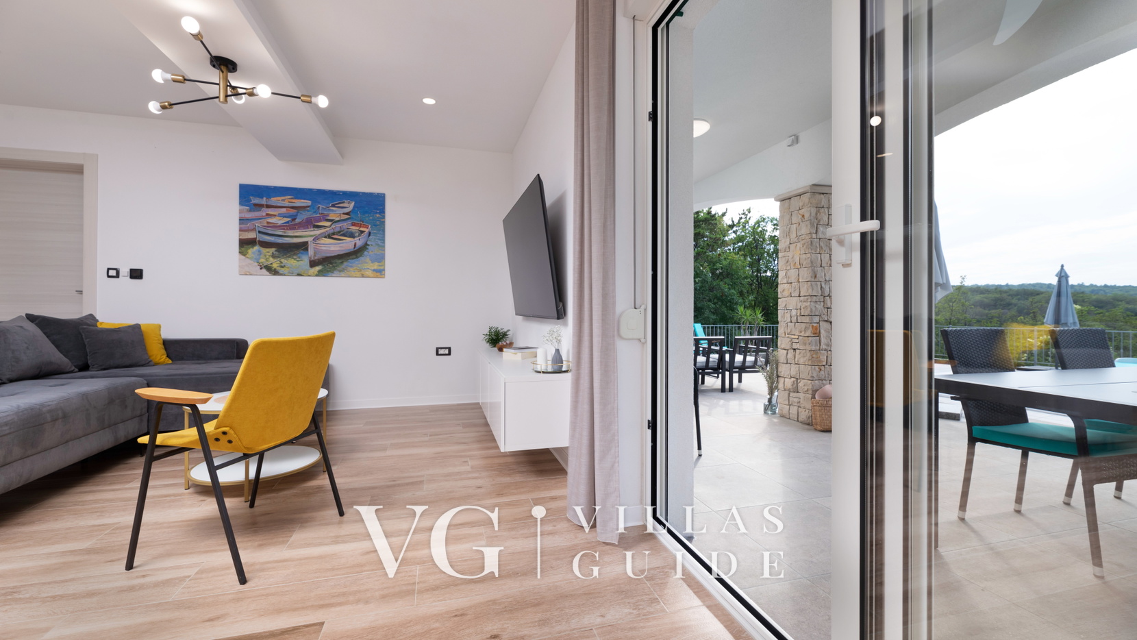 Sea View Villa Oliva with pool Island Krk Living room