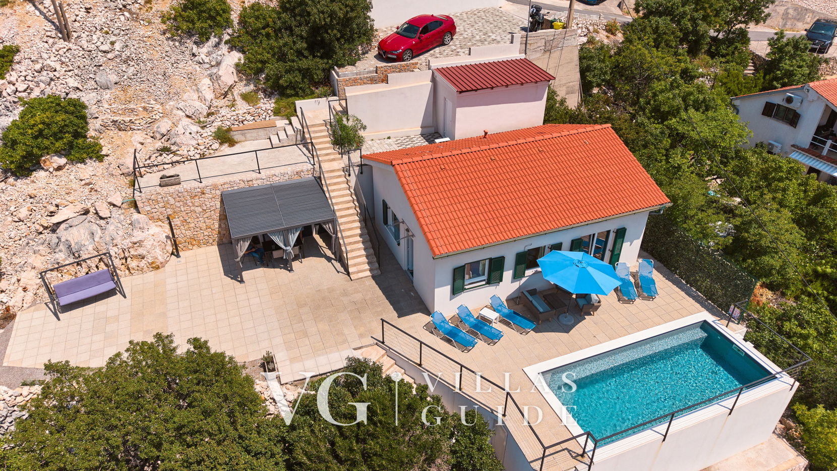 Villa House Vissum with pool&sea view Garten und Außenbereich