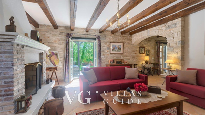 Villa White house B with pool Istria Living room