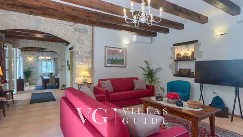 Villa White house B with pool Istria Living room