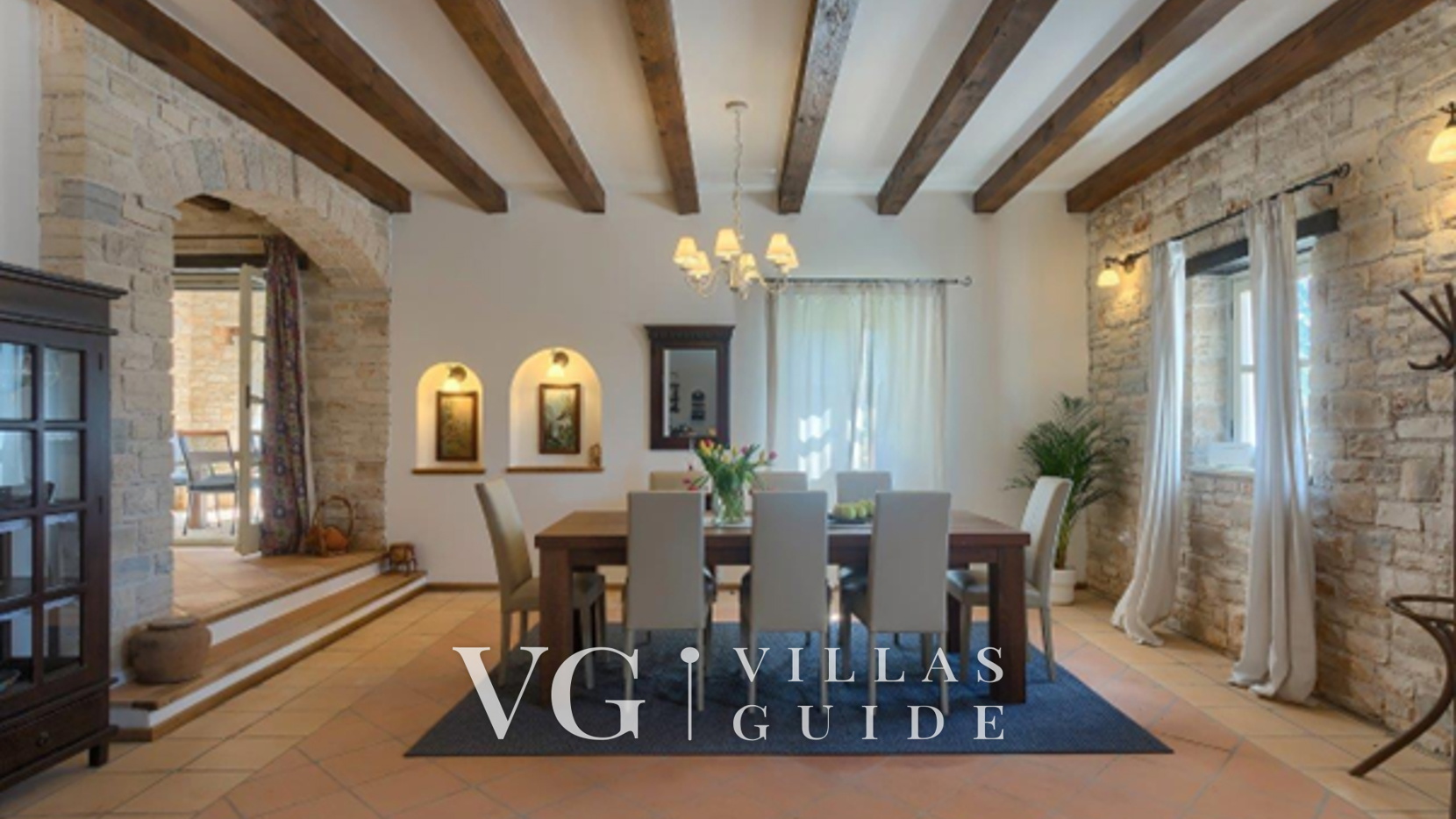 Villa White house B with pool Istria Living room